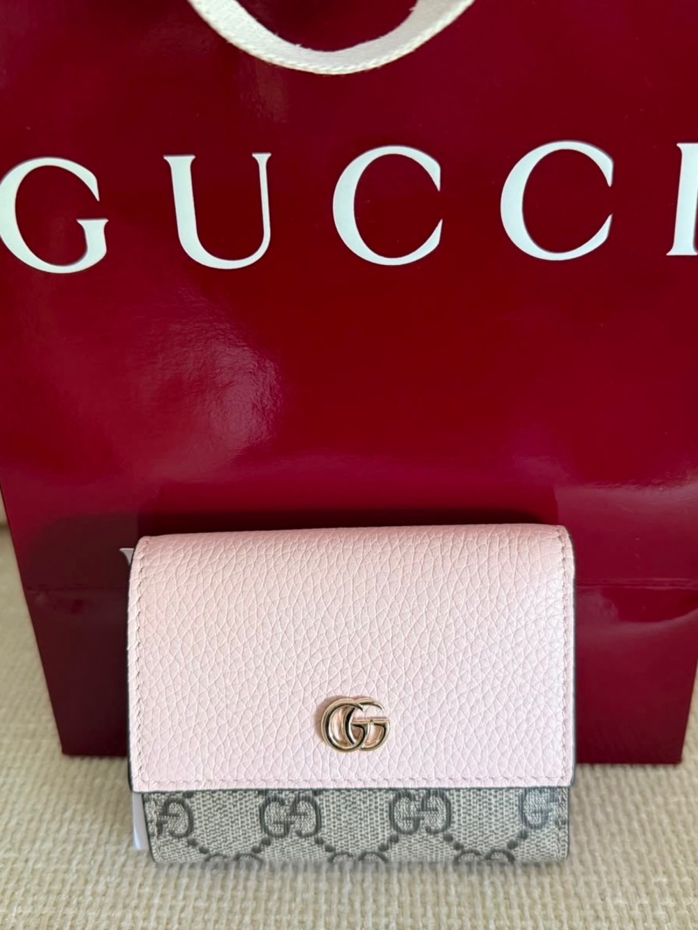 Gucci GG Marmont bi-color mini wallet Pink